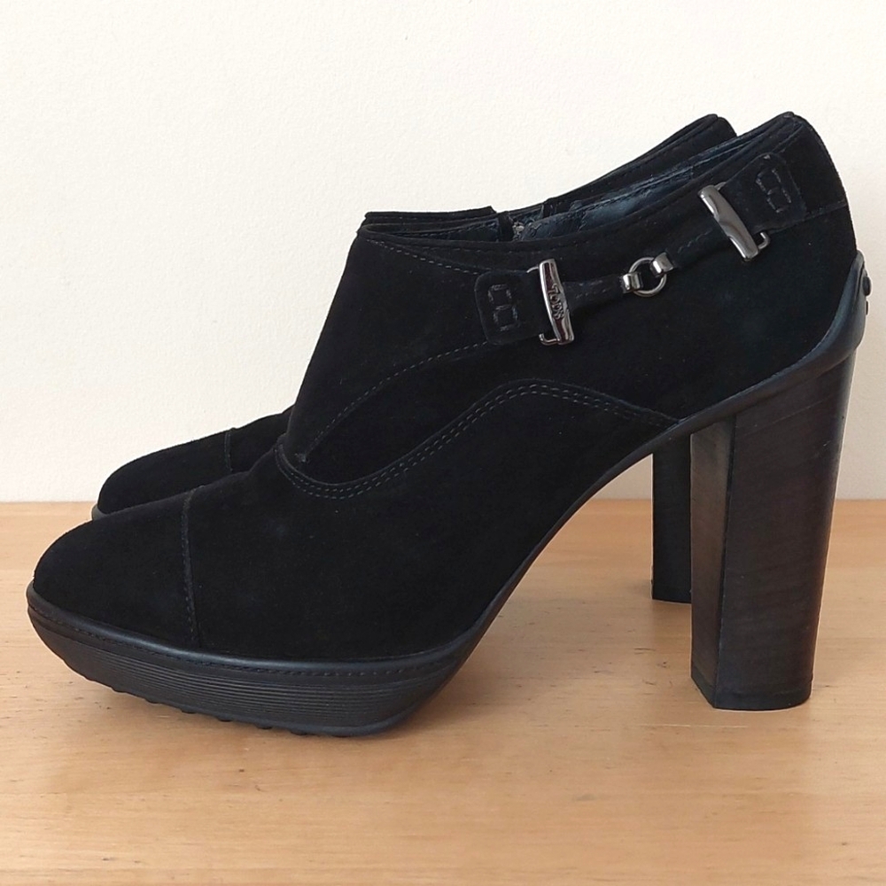 Tod's Black Suede High Heel Shoes